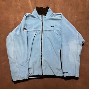 Vintage Nike ACG Polartec Fleece Thermal Layer 2 Jacket Light Blue Size Medium